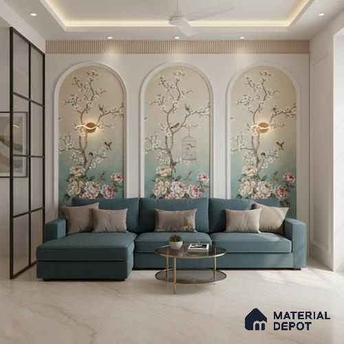 Marble Floor Large Format Tile TL 10591 Armani Walnut 6 ft x 4 ft Carving Matte Finish Vitrified Colorbody Tile - 15 mm | Suitable for Living Room, Bedroom & Bathroom | Adhesive and Spacers Must be Used During Installation