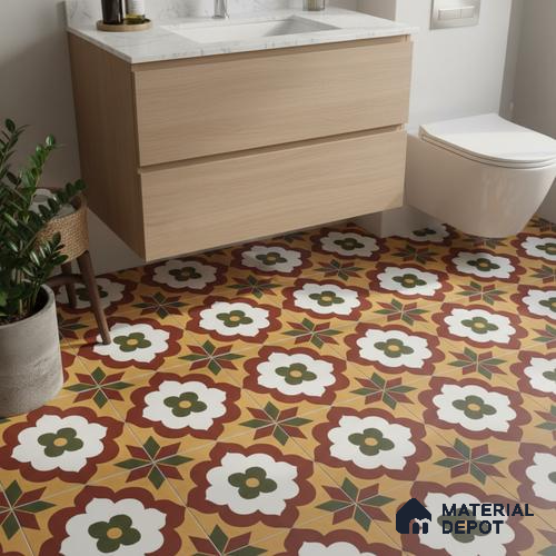 Moroccan Wall & Floor Tile TL 10595 Unity Flora 12 inch x 12 inch Matte Finish  Vitrified Tile - 7.5 mm | Please Expect a Slight Variation of Pattern