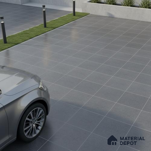 Plain Floor & Wall Tile TL 10726 Sandstone Nero Grey 16 x 16 inch Matte Finish Ceramic Tile - 8.5 mm | Suitable For Bathroom, Terrace, Parking, Balcony | 2-3 mm Spacer is Mandatory