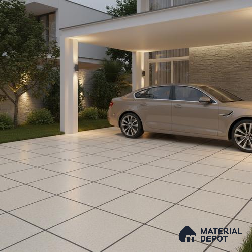 Plain Floor & Wall Tile TL 10727 Sandstone Cream 16 x 16 inch Matte Finish Ceramic Tile - 8.5 mm | Suitable For Bathroom, Terrace, Parking, Balcony | 2-3 mm Spacer is Mandatory