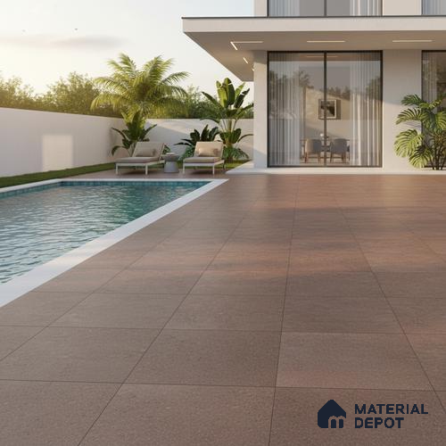 Plain Floor & Wall Tile TL 10728 Sandstone Brown 16 x 16 inch Matte Finish Ceramic Tile - 8.5 mm | Suitable For Bathroom, Terrace, Parking, Balcony | 2-3 mm Spacer is Mandatory