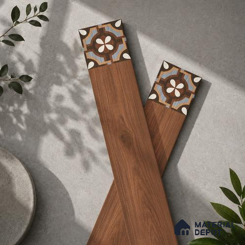 Wooden Look Floor Tile TL 10887 Parquet Brown Decore 4 ft x 8 inc Fusion Finish Vitrified Tile - 9 mm | 6 Random Design | Suitable For Living Room, Bedroom & Dining Area | 2-3 mm Spacer is Mandatory
