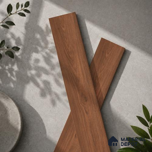 Wooden Look Floor Tile TL 10887 B Parquet Brown 4 ft x 8 inc Matte Finish Vitrified Tile - 9 mm | 6 Random Design | Suitable For Living Room, Bedroom & Dining Area | 2-3 mm Spacer is Mandatory