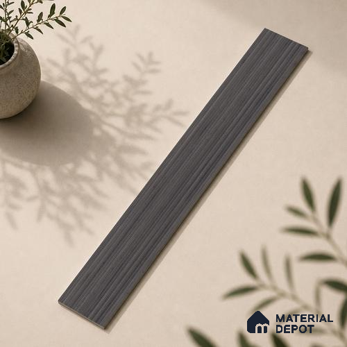 Wooden Look Floor Tile TL 10895 B Striated Wood Charcoal 4 ft x 8 inc Matte Finish Vitrified Tile - 9 mm | 5 Random Design | Suitable For Living Room, Bedroom & Dining Area | 2-3 mm Spacer is Mandatory