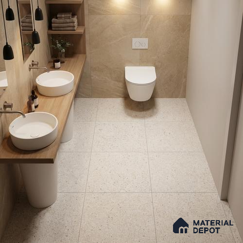 Terrazzo Wall & Floor Tile TL 10914 Teraza Silver 2 ft x 2 ft Matte Finish Vitrified Parking Tile - 12 mm | 12 Random Design | Suitable For Living Room, Bathroom, Kitchen