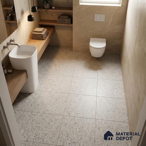 Terrazzo Wall & Floor Tile TL 10914 B Teraza Grey 2 ft x 2 ft Matte Finish Vitrified Parking Tile - 12 mm | 12 Random Design | Suitable For Living Room, Bathroom, Kitchen