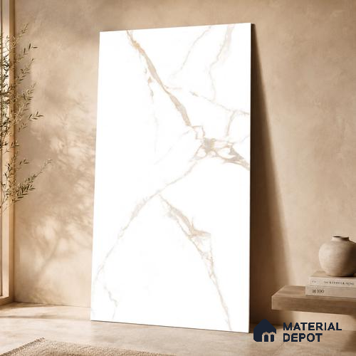 Marble Wall & Floor Tile TL 11030 Auric Cascade | 4 ft x 2 ft Glossy Finish Vitrified Tile - 9 mm | 10 Random Design | Suitable For Living Room, Bedroom, Bathroom