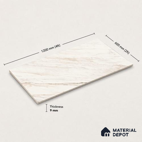 Marble Wall & Floor Tile TL 11044 Siena Veil | 4 ft x 2 ft Glossy Finish Vitrified Tile - 9 mm | 5 Random Design | Suitable For Living Room, Bedroom, Bathroom