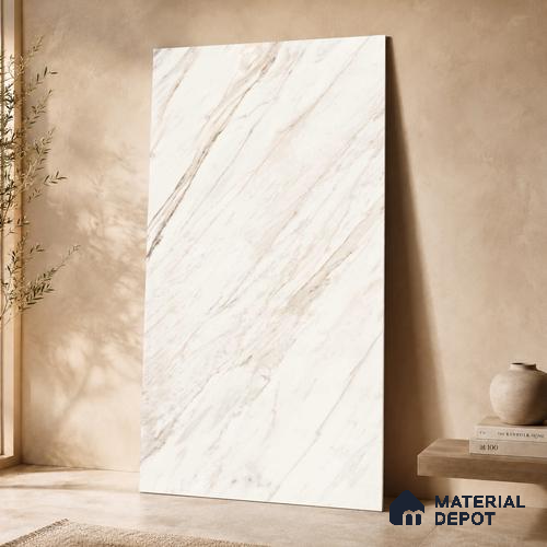 Marble Wall & Floor Tile TL 11044 Siena Veil | 4 ft x 2 ft Glossy Finish Vitrified Tile - 9 mm | 5 Random Design | Suitable For Living Room, Bedroom, Bathroom