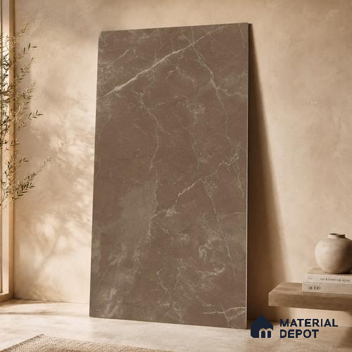 Marble Wall & Floor Tile TL 11048 Umber Cascade | 4 ft x 2 ft Carving Finish Vitrified Tile - 9 mm | 5 Random Design | Suitable For Living Room, Bedroom, Bathroom