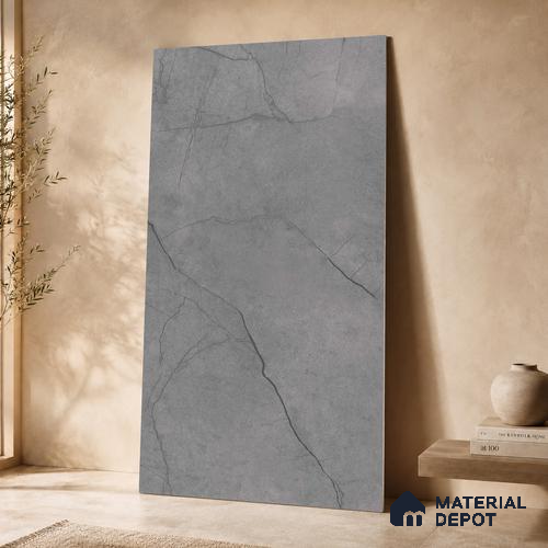 Marble Floor & Wall Tile TL 11050 Graphite Rift | 4 ft x 2 ft Carving Finish Vitrified Tile - 9 mm | 6 Random Design | Suitable For Living Room, Bedroom, Bathroom