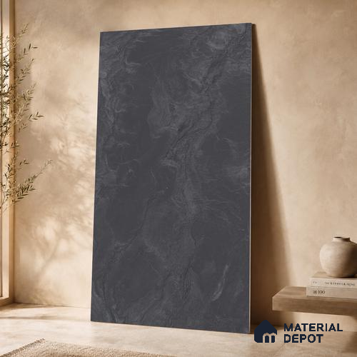 Marble Floor & Wall Tile TL 11073 Noir Cascade | 4 ft x 2 ft Glossy Finish Vitrified Tile - 9 mm | Suitable For Living Room, Bedroom, Bathroom