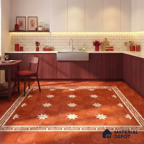 Moroccan Wall & Floor Corner 2 Carpet Tile TL 11204 Maze Terracotta 1 ft x 1 ft Ceramic Matte Finish Tile - 10 mm | Suitable For Bathroom, Balcony & Kitchen Backsplash