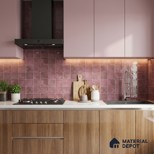 Faux Subway Wall Tile TL 11252 B Mulberry Mist 2 ft x 1 ft Ceramic Glossy Finish Tile - 9 mm | Suitable For Bathroom, Balcony & Kitchen Backsplash