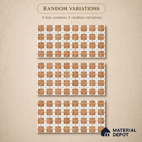 Patterned Wall Tile TL 11270 Cotto Star Mosaic 2 ft x 1 ft Ceramic Granulla Finish Tile - 9 mm | Suitable For Bathroom, Balcony & Kitchen Backsplash