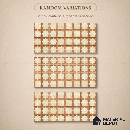 Patterned Wall Tile TL 11273 Sienna Star 2 ft x 1 ft Ceramic Granulla Finish Tile - 9 mm | Suitable For Bathroom, Balcony & Kitchen Backsplash