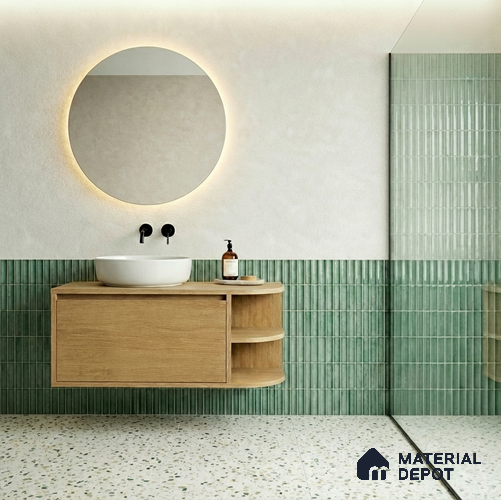 Faux Subway Wall Tile TL 11288 Verdant Pillar 1 ft x 1 ft Ceramic Glossy Finish Tile - 10 mm | Suitable For Bathroom, Balcony & Kitchen Backsplash