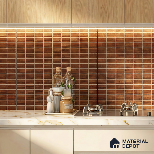 Faux Subway Wall Tile TL 11325 Bronze Prism 1 ft x 1 ft Ceramic Glossy Finish Tile - 10 mm | Suitable For Bathroom, Balcony & Kitchen Backsplash