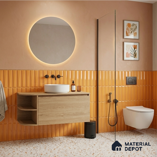 Faux Subway Wall Tile TL 11340 Golden Taper 1 ft x 1 ft Ceramic Glossy Finish Tile - 10 mm | Suitable For Bathroom, Balcony & Kitchen Backsplash