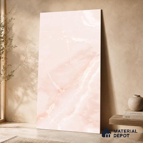 Marble Wall & Floor Tile TL 11441 Blush Aurora | 4 ft x 2 ft Glossy Finish Vitrified Tile - 9 mm | Suitable For Living Room, Bedroom, Bathroom