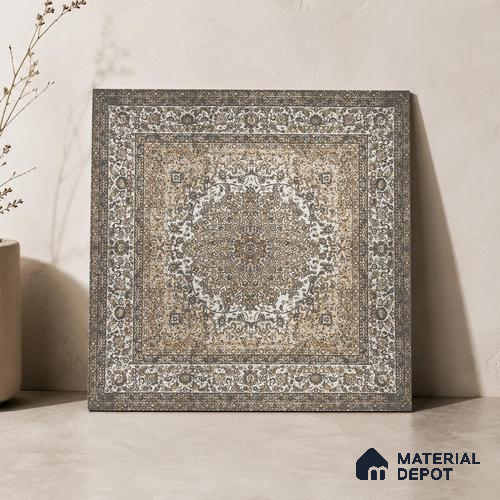 Carpet Wall & Floor Tile TL 11657 Persian Medallion | 2 ft x 2 ft Punch Matte Finish Vitrified Tile - 9 mm | Suitable For Living Room, Bedroom, Kitchen