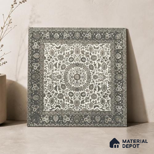 Carpet Wall & Floor Tile TL 11657 B Kashmir Medallion | 2 ft x 2 ft Punch Matte Finish Vitrified Tile - 9 mm | Suitable For Living Room, Bedroom, Kitchen