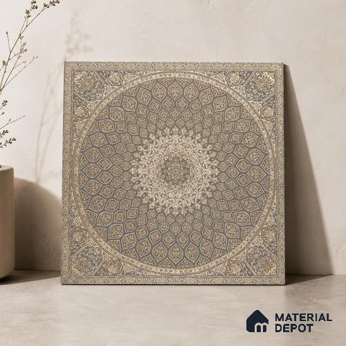Carpet Wall & Floor Tile TL 11657 C Isfahan Medallion | 2 ft x 2 ft Punch Matte Finish Vitrified Tile - 9 mm | Suitable For Living Room, Bedroom, Kitchen