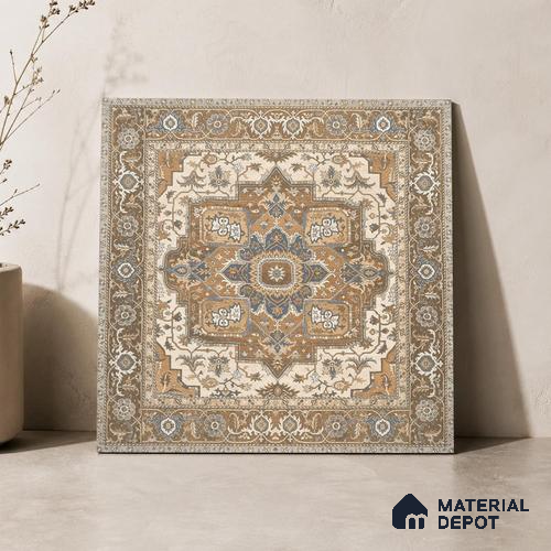 Carpet Wall & Floor Tile TL 11657 D Sultan Medallion | 2 ft x 2 ft Punch Matte Finish Vitrified Tile - 9 mm | Suitable For Living Room, Bedroom, Kitchen