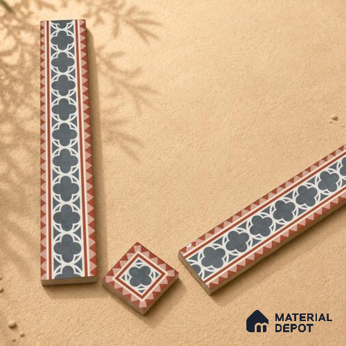 Moroccan Tile Border TL 11929 B Spatial Accent Series 1 ft x 2 inch Vitrified Matte Finish Tile Border - 9 mm | Suitable for Decorative Highlighter Border