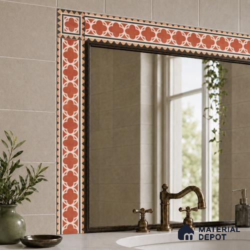 Moroccan Tile Border TL 11929 C Spatial Accent Series 2 x 2 inch Vitrified Matte Finish Center Tile - 9 mm | Suitable for Decorative Highlighter Border