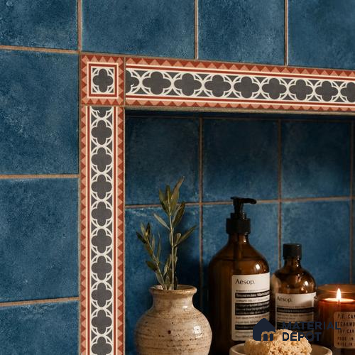 Moroccan Tile Border TL 11929 D Spatial Accent Series 2 x 2 inch Vitrified Matte Finish Center Tile - 9 mm | Suitable for Decorative Highlighter Border