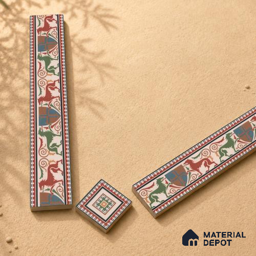 Moroccan Tile Border TL 11930 C Spatial Accent Series 2 x 2 inch Vitrified Matte Finish Center Tile - 9 mm | Suitable for Decorative Highlighter Border