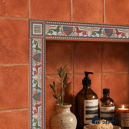 Moroccan Tile Border TL 11930 D Spatial Accent Series 2 x 2 inch Vitrified Matte Finish Center Tile - 9 mm | Suitable for Decorative Highlighter Border