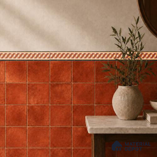 Moroccan Tile Border TL 11931 B Spatial Accent Series 1 ft x 2 inch Vitrified Matte Finish Tile Border - 9 mm | Suitable for Decorative Highlighter Border