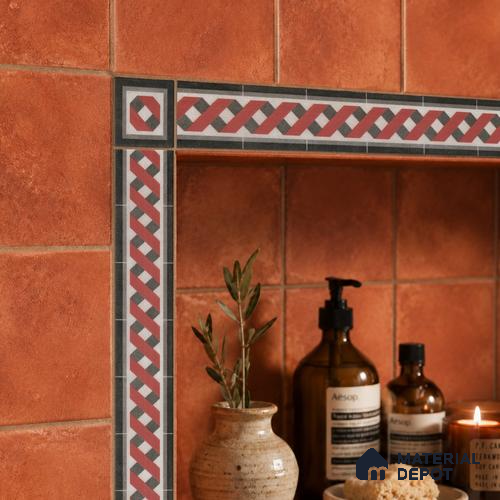 Moroccan Tile Border TL 11931 C Spatial Accent Series 1 ft x 2 inch Vitrified Matte Finish Tile Border - 9 mm | Suitable for Decorative Highlighter Border