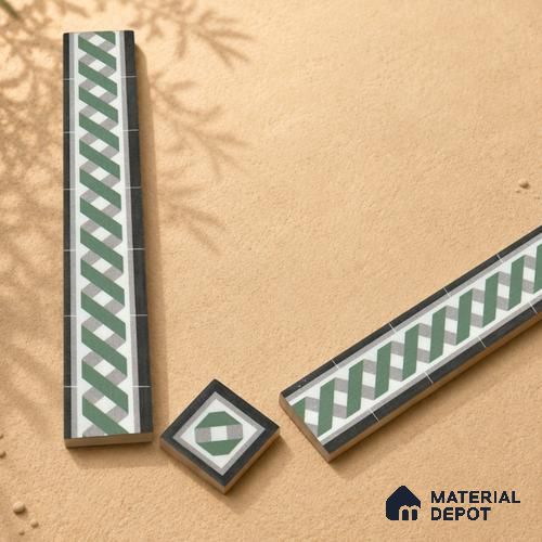 Moroccan Tile Border TL 11931 D Spatial Accent Series 2 x 2 inch Vitrified Matte Finish Center Tile - 9 mm | Suitable for Decorative Highlighter Border