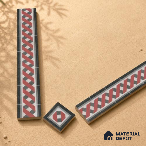 Moroccan Tile Border TL 11931 F Spatial Accent Series 2 x 2 inch Vitrified Matte Finish Center Tile - 9 mm | Suitable for Decorative Highlighter Border