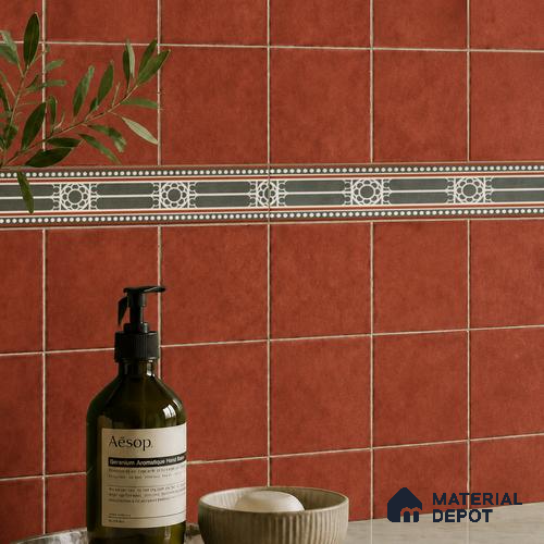 Moroccan Tile Border TL 11932 Spatial Accent Series 1 ft x 2 inch Vitrified Matte Finish Tile Border - 9 mm | Suitable for Decorative Highlighter Border