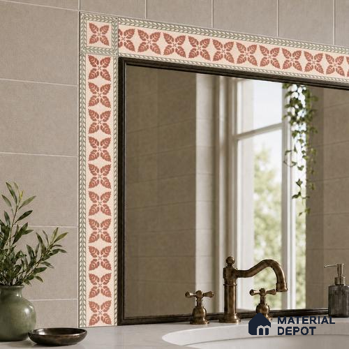 Tropical Tile Border TL 11933 Spatial Accent Series 1 ft x 2 inch Vitrified Matte Finish Tile Border - 9 mm | Suitable for Decorative Highlighter Border