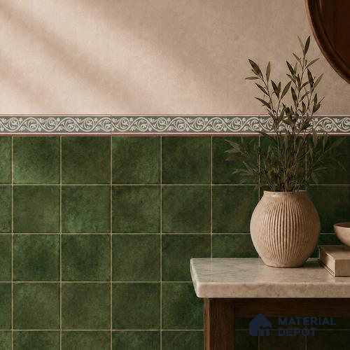 Moroccan Tile Border TL 11934 B Spatial Accent Series 1 ft x 2 inch Vitrified Matte Finish Tile Border - 9 mm | Suitable for Decorative Highlighter Border