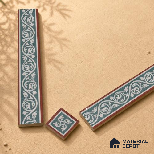 Moroccan Tile Border TL 11934 C Spatial Accent Series 2 x 2 inch Vitrified Matte Finish Center Tile - 9 mm | Suitable for Decorative Highlighter Border