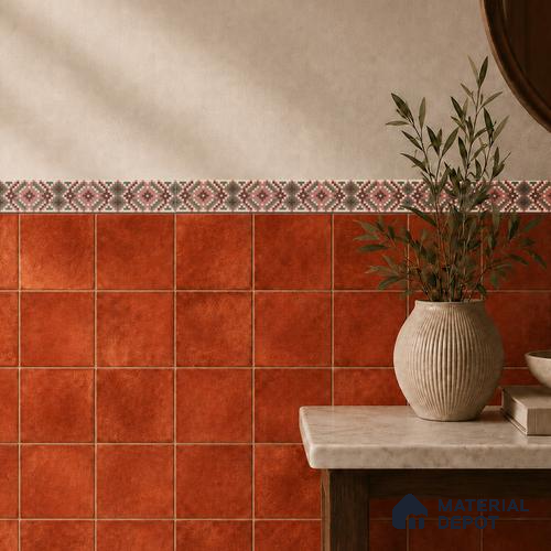 Moroccan Tile Border TL 11936 B Spatial Accent Series 1 ft x 2 inch Vitrified Matte Finish Tile Border - 9 mm | Suitable for Decorative Highlighter Border