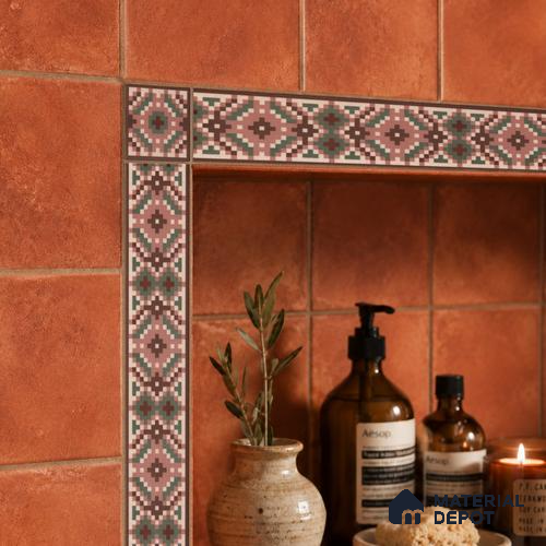 Moroccan Tile Border TL 11936 D Spatial Accent Series 2 x 2 inch Vitrified Matte Finish Center Tile - 9 mm | Suitable for Decorative Highlighter Border
