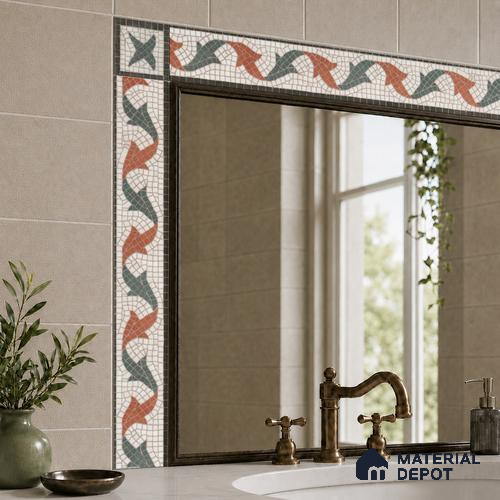 Moroccan Tile Border TL 11937 B Spatial Accent Series 2 x 2 inch Vitrified Matte Finish Center Tile - 9 mm | Suitable for Decorative Highlighter Border