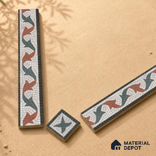 Moroccan Tile Border TL 11937 Spatial Accent Series 1 ft x 2 inch Vitrified Matte Finish Tile Border - 9 mm | Suitable for Decorative Highlighter Border