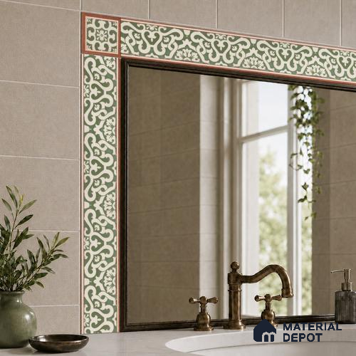 Moroccan Tile Border TL 11939 B Spatial Accent Series 2 x 2 inch Vitrified Matte Finish Center Tile - 9 mm | Suitable for Decorative Highlighter Border