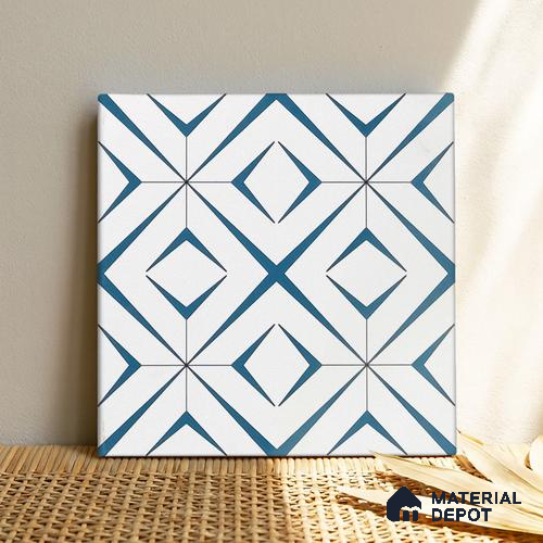 Moroccan Wall & Floor Tile TL 04935 Marrakech Starry Blue 1 ft x 1 ft Ceramic Matte Finish - 9 mm | Suitable for Living Room, Bedroom, Bathroom, Courtyard, Balcony | Please Expect a Slight Variation of Pattern