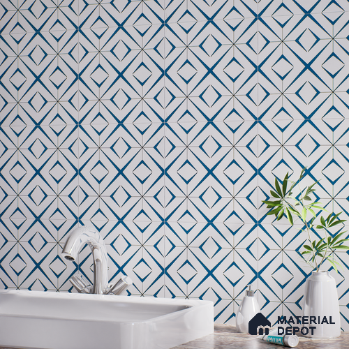 Moroccan Wall & Floor Tile TL 04935 Marrakech Starry Blue 1 ft x 1 ft Ceramic Matte Finish - 9 mm | Suitable for Living Room, Bedroom, Bathroom, Courtyard, Balcony | Please Expect a Slight Variation of Pattern