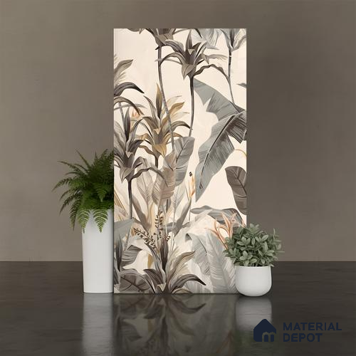 Tropical Wall Tile TL 06126 C Forest Crema Decor A 4 ft x 2 ft Vitrified Matte Finish - 9 mm | Suitable For Living Room, Bedroom, Bathroom, Dining