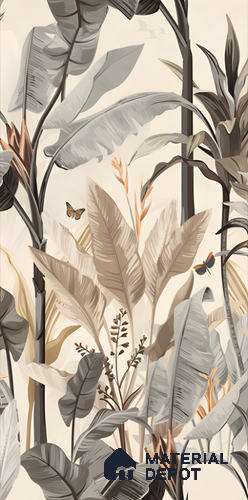 Tropical Wall Tile TL 06126 Forest Crema Decor B 4 ft x 2 ft Vitrified Matte Finish - 9 mm | Suitable For Living Room, Bedroom, Bathroom, Dining